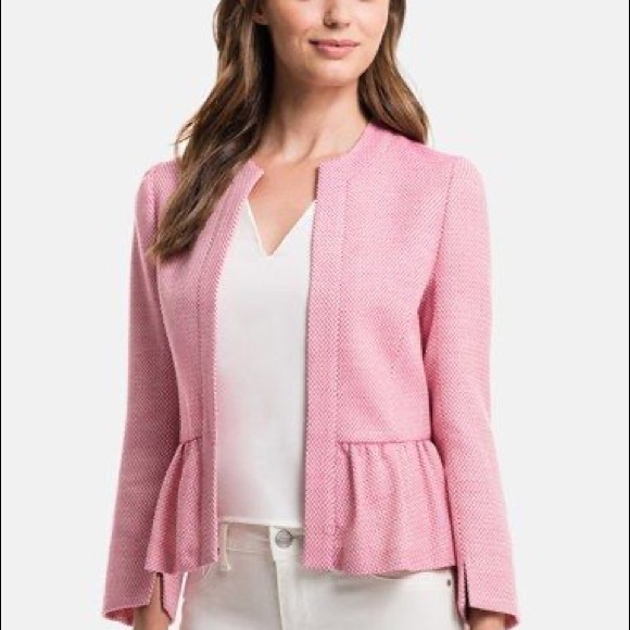 1. State Jackets & Blazers - 1.State Pink Collarless Peplum Blazer Size Small
